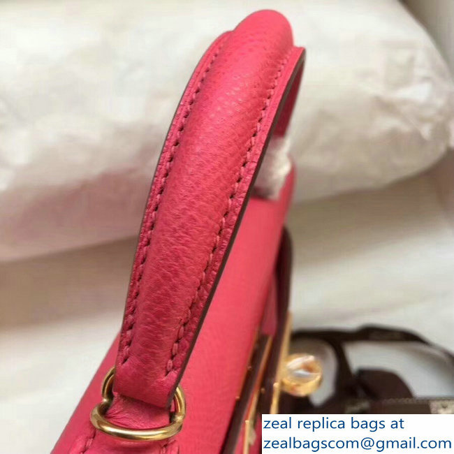 Hermes Kelly 20 Mini II Bag Original Epsom Leather Fuchsia - Click Image to Close