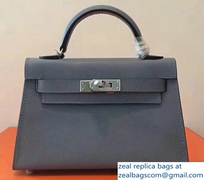 Hermes Kelly 20 Mini II Bag Original Epsom Leather Gray - Click Image to Close
