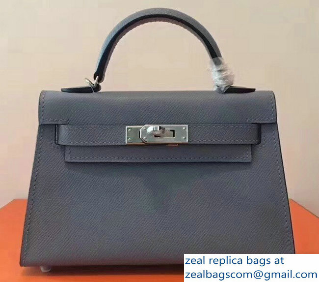 Hermes Kelly 20 Mini II Bag Original Epsom Leather Gray