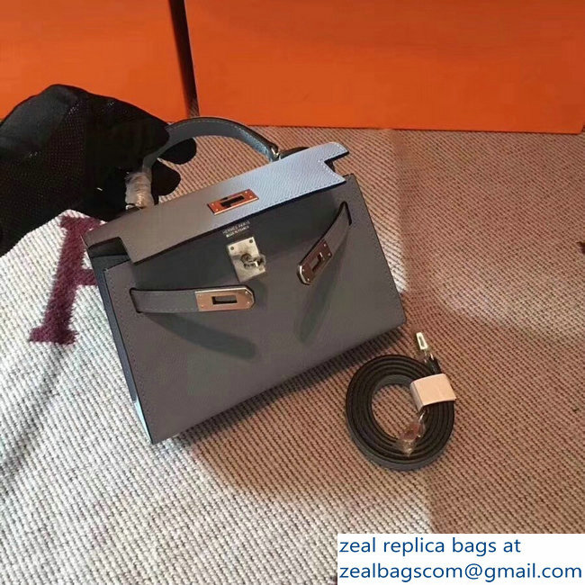 Hermes Kelly 20 Mini II Bag Original Epsom Leather Gray