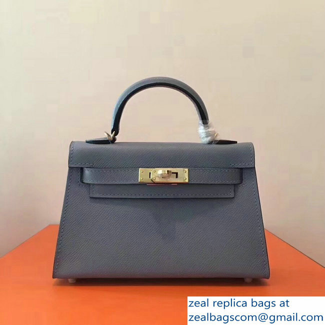 Hermes Kelly 20 Mini II Bag Original Epsom Leather Gray