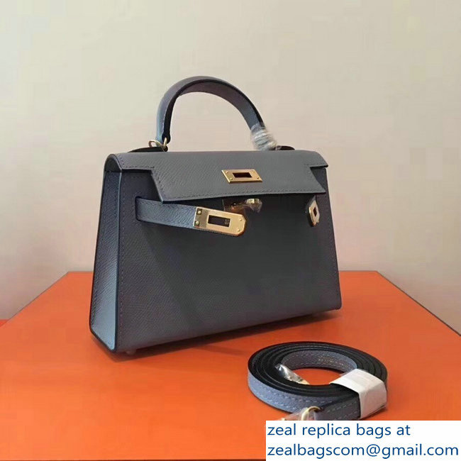 Hermes Kelly 20 Mini II Bag Original Epsom Leather Gray
