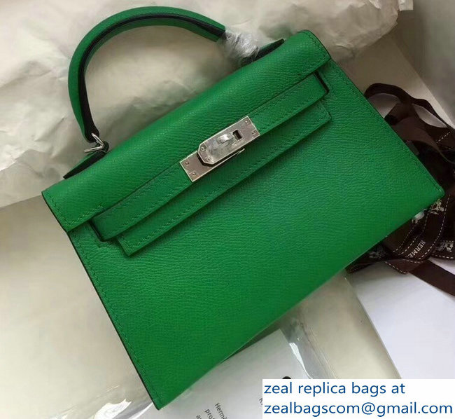 Hermes Kelly 20 Mini II Bag Original Epsom Leather Green