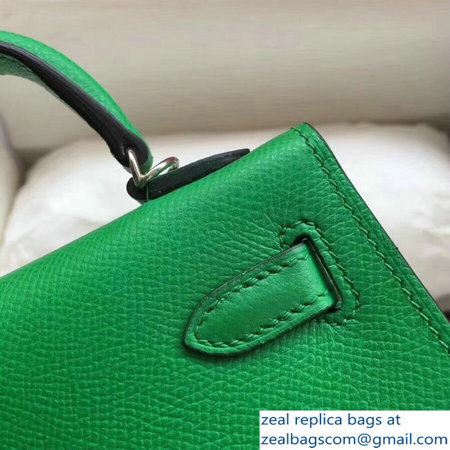 Hermes Kelly 20 Mini II Bag Original Epsom Leather Green
