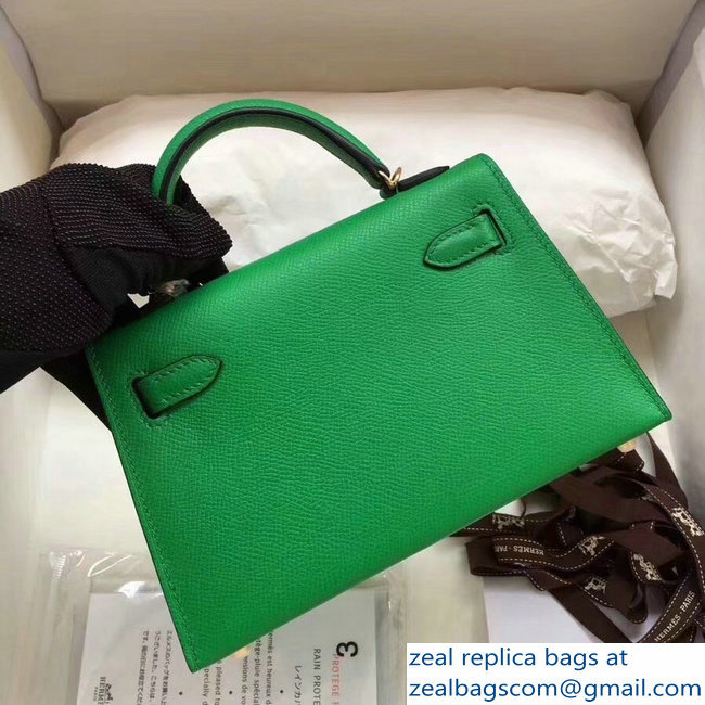 Hermes Kelly 20 Mini II Bag Original Epsom Leather Green