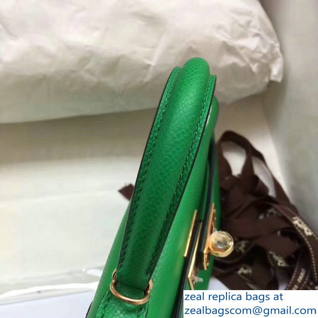 Hermes Kelly 20 Mini II Bag Original Epsom Leather Green