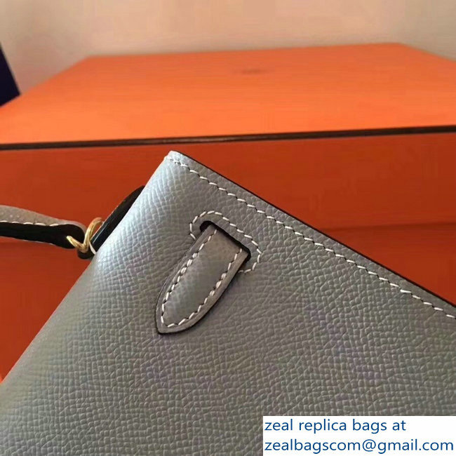 Hermes Kelly 20 Mini II Bag Original Epsom Leather Light Gray