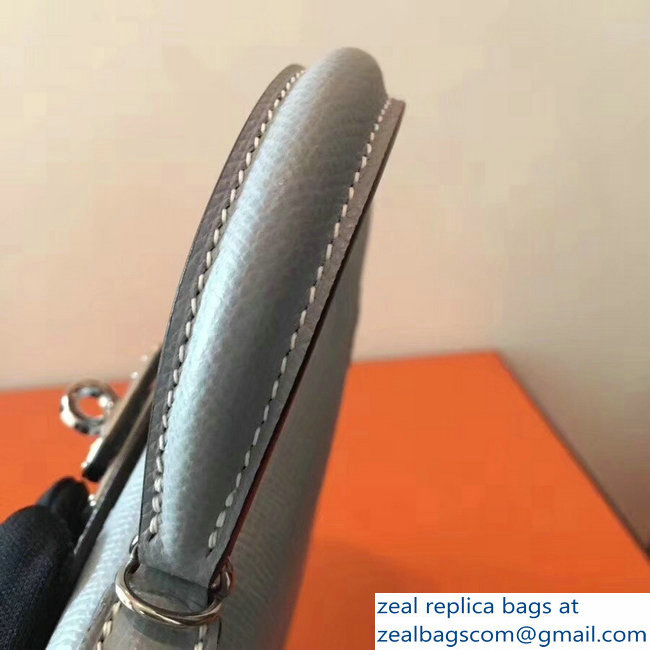 Hermes Kelly 20 Mini II Bag Original Epsom Leather Light Gray