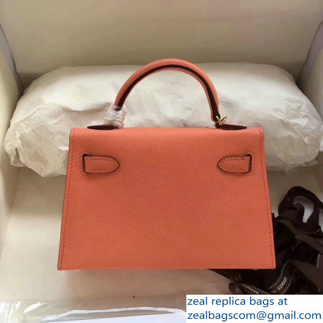 Hermes Kelly 20 Mini II Bag Original Epsom Leather Lobster Pink