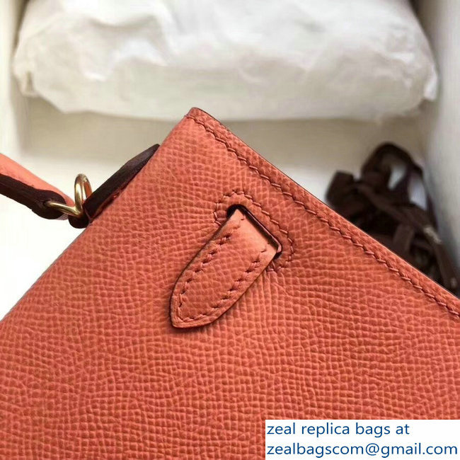 Hermes Kelly 20 Mini II Bag Original Epsom Leather Lobster Pink