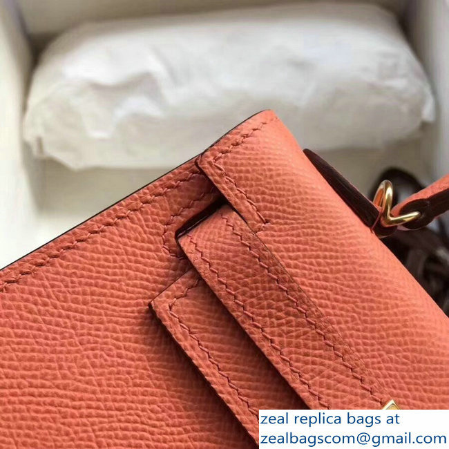 Hermes Kelly 20 Mini II Bag Original Epsom Leather Lobster Pink