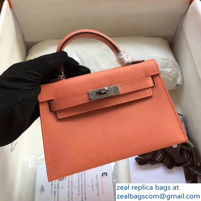 Hermes Kelly 20 Mini II Bag Original Epsom Leather Lobster Pink