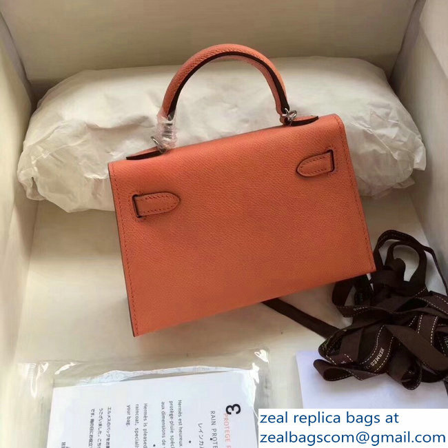 Hermes Kelly 20 Mini II Bag Original Epsom Leather Lobster Pink