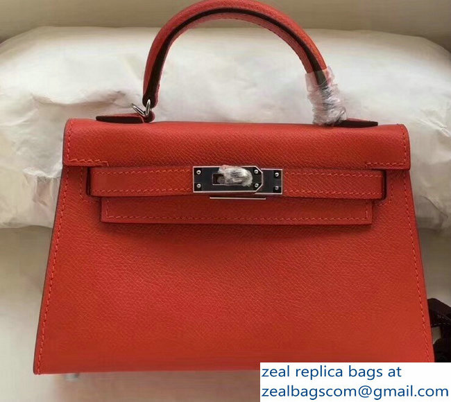 Hermes Kelly 20 Mini II Bag Original Epsom Leather Orange