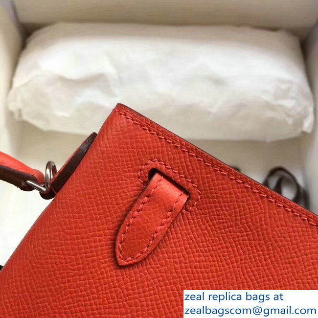 Hermes Kelly 20 Mini II Bag Original Epsom Leather Orange