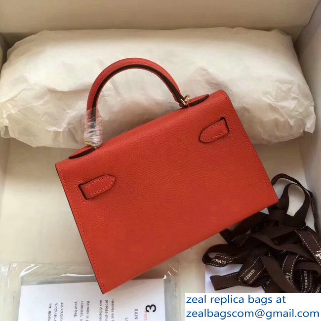 Hermes Kelly 20 Mini II Bag Original Epsom Leather Orange
