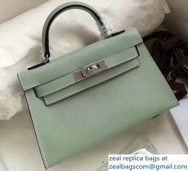 Hermes Kelly 20 Mini II Bag Original Epsom Leather Pale Green
