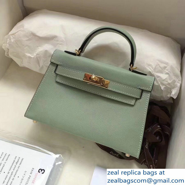 Hermes Kelly 20 Mini II Bag Original Epsom Leather Pale Green