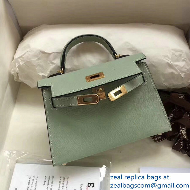 Hermes Kelly 20 Mini II Bag Original Epsom Leather Pale Green