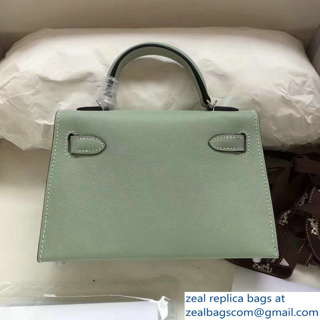 Hermes Kelly 20 Mini II Bag Original Epsom Leather Pale Green