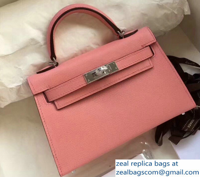 Hermes Kelly 20 Mini II Bag Original Epsom Leather Pink - Click Image to Close