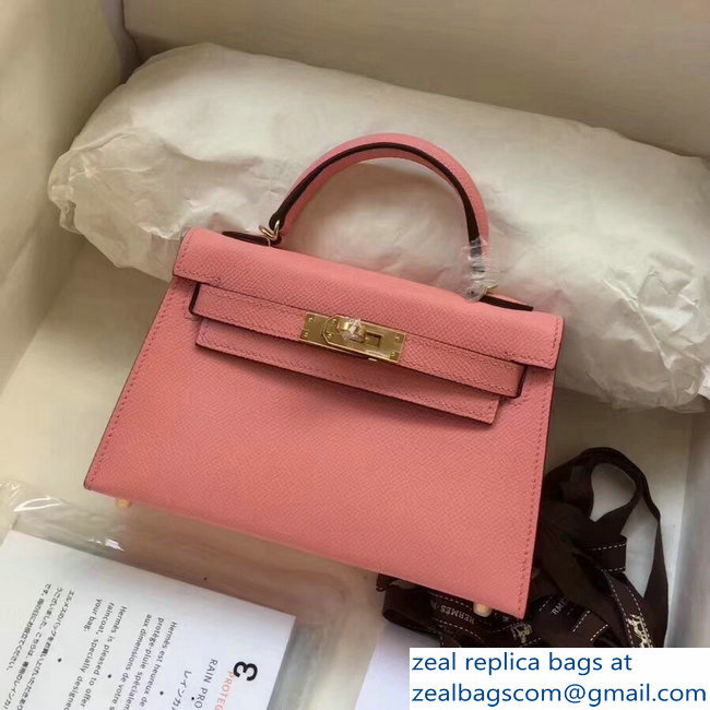 Hermes Kelly 20 Mini II Bag Original Epsom Leather Pink - Click Image to Close