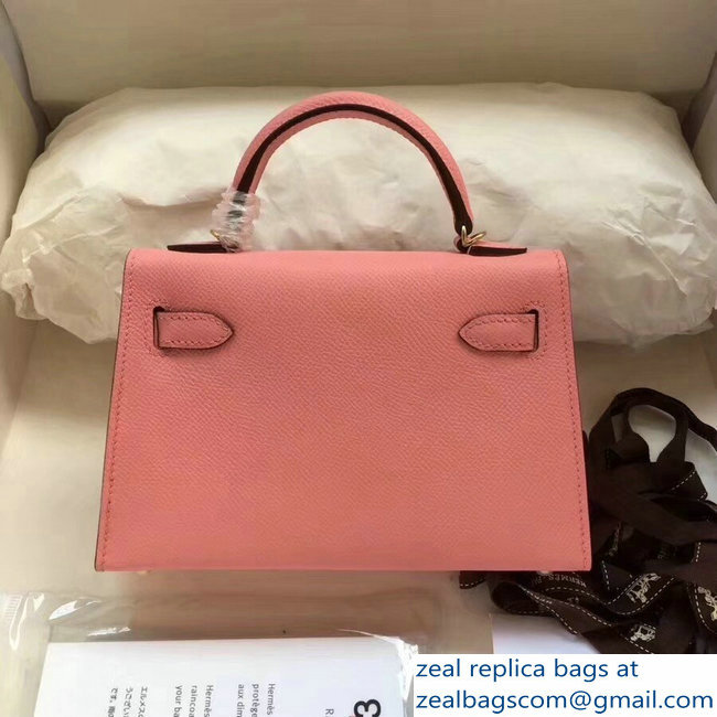 Hermes Kelly 20 Mini II Bag Original Epsom Leather Pink