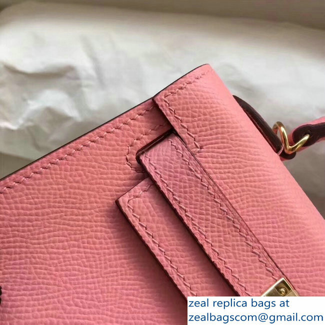 Hermes Kelly 20 Mini II Bag Original Epsom Leather Pink - Click Image to Close