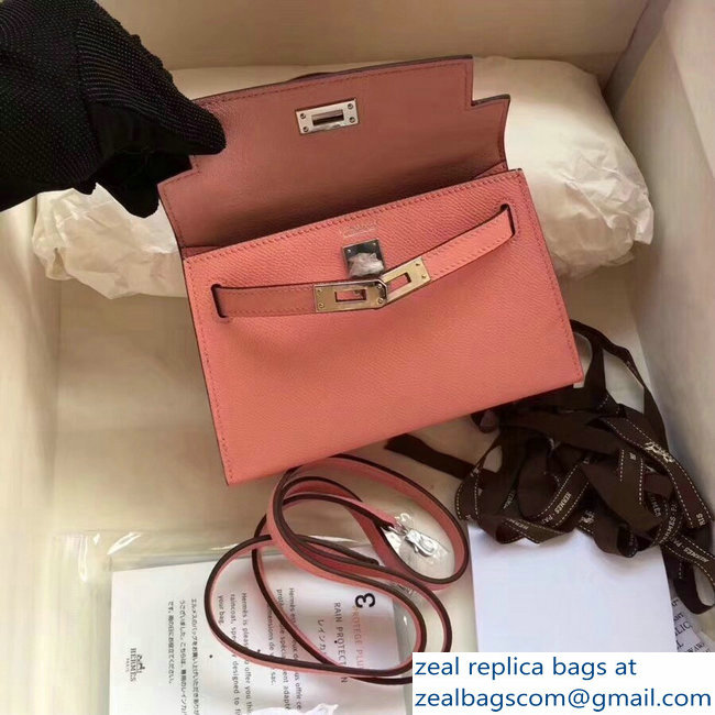 Hermes Kelly 20 Mini II Bag Original Epsom Leather Pink - Click Image to Close