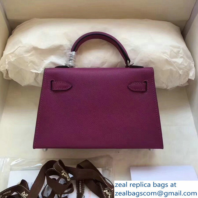 Hermes Kelly 20 Mini II Bag Original Epsom Leather Purple