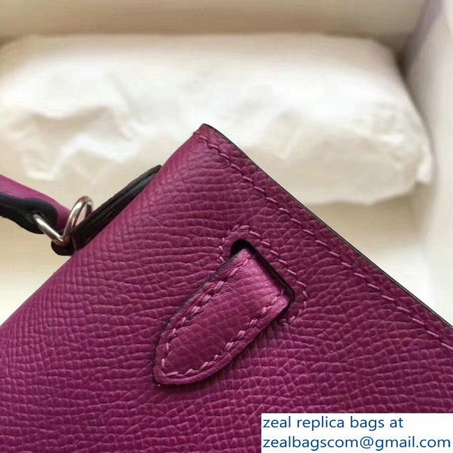 Hermes Kelly 20 Mini II Bag Original Epsom Leather Purple