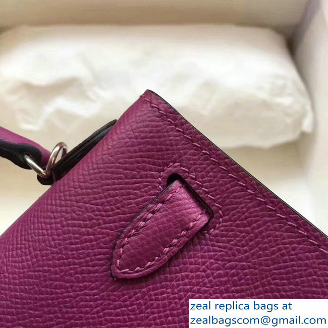 Hermes Kelly 20 Mini II Bag Original Epsom Leather Purple - Click Image to Close