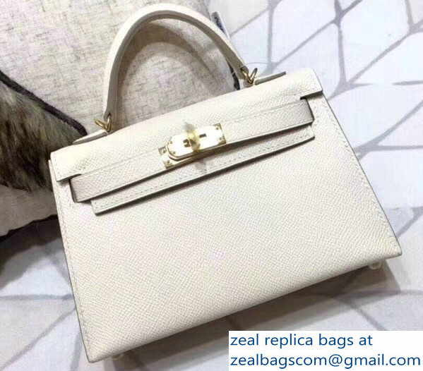 Hermes Kelly 20 Mini II Bag Original Epsom Leather White - Click Image to Close