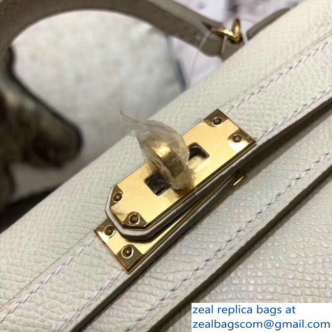 Hermes Kelly 20 Mini II Bag Original Epsom Leather White - Click Image to Close