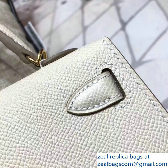 Hermes Kelly 20 Mini II Bag Original Epsom Leather White