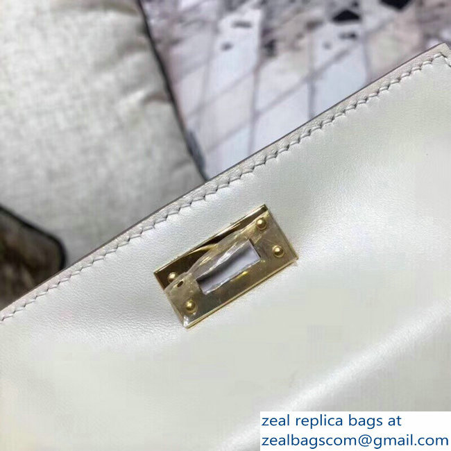 Hermes Kelly 20 Mini II Bag Original Epsom Leather White - Click Image to Close