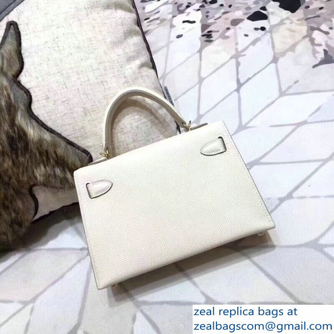 Hermes Kelly 20 Mini II Bag Original Epsom Leather White - Click Image to Close