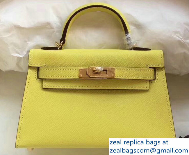 Hermes Kelly 20 Mini II Bag Original Epsom Leather Yellow