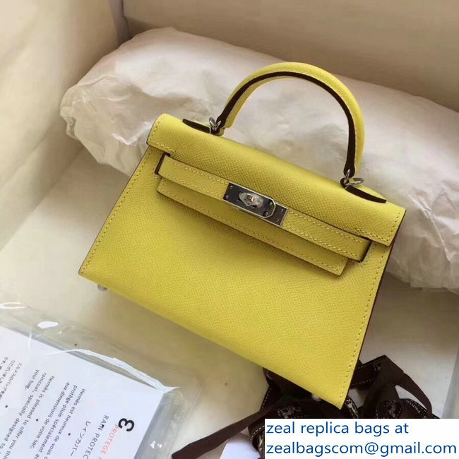 Hermes Kelly 20 Mini II Bag Original Epsom Leather Yellow