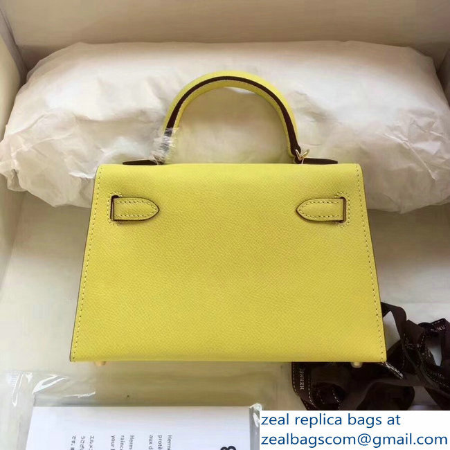 Hermes Kelly 20 Mini II Bag Original Epsom Leather Yellow