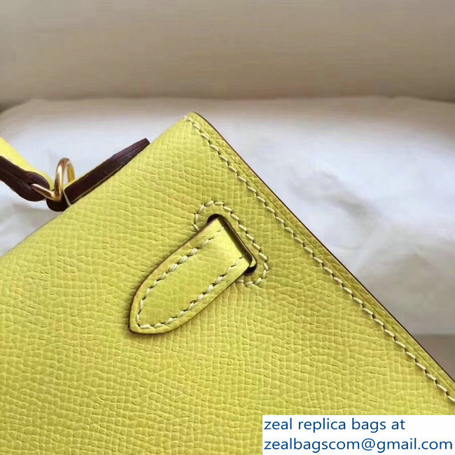 Hermes Kelly 20 Mini II Bag Original Epsom Leather Yellow