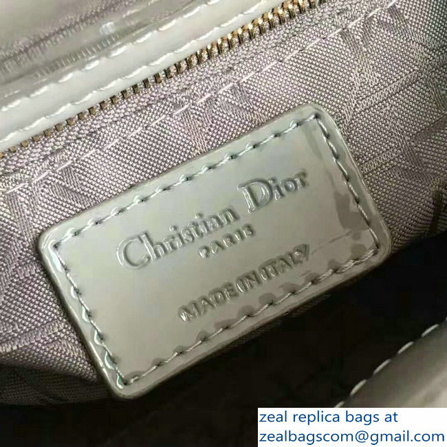 Lady Dior Small/Mini Bag with Adjustable Strap in Patent Leather Pale Green Gold