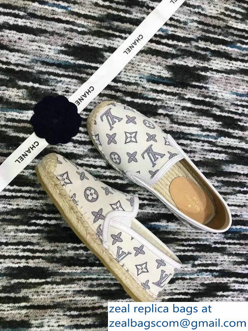 Louis Vuitton Bidart Espadrilles Printed Canvas Monogram White 2018 - Click Image to Close