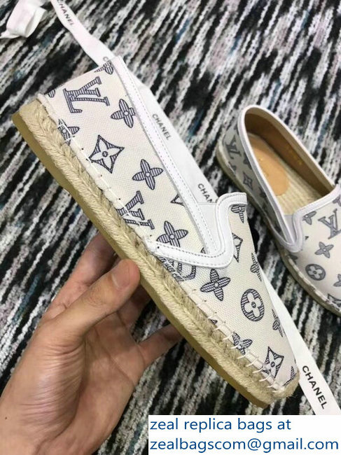 Louis Vuitton Bidart Espadrilles Printed Canvas Monogram White 2018 - Click Image to Close