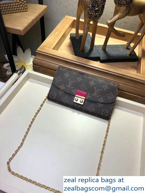 Louis Vuitton Damier Ebene Canvas Croisette Chain Wallet N60125 Lie De Vin 2018