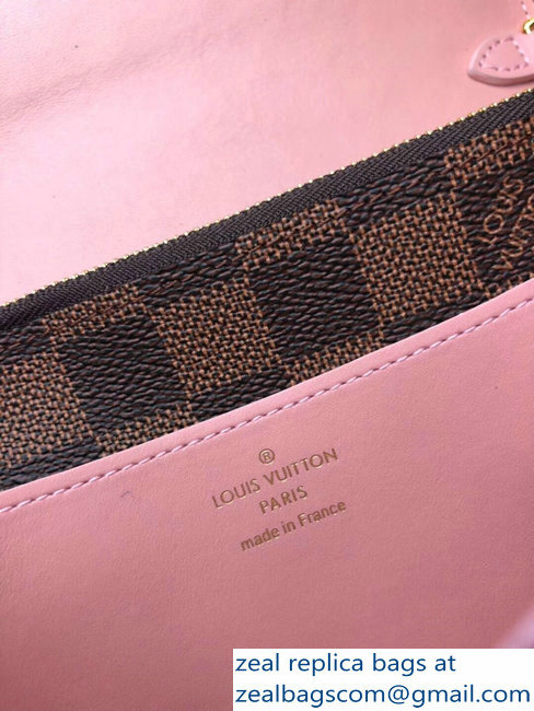 Louis Vuitton Damier Ebene Canvas Croisette Chain Wallet N61273 Rose Ballerine 2018