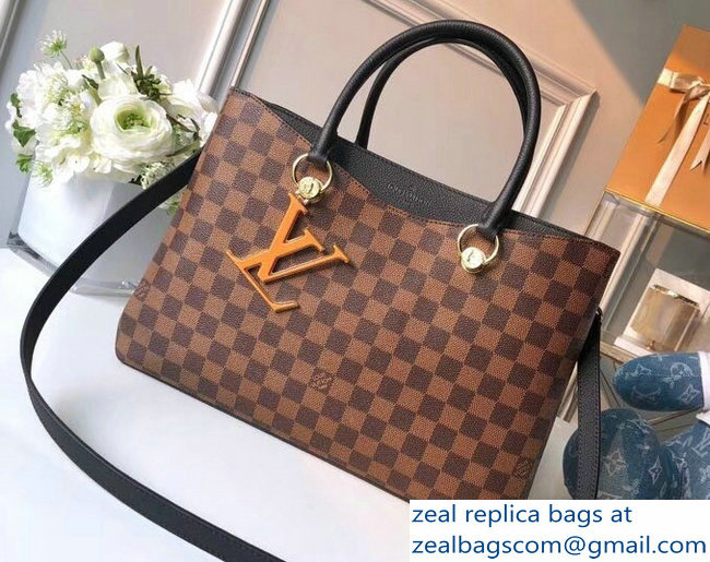 Louis Vuitton Damier Ebene Canvas LV Riverside Tote Bag N40050 Noir 2018 - Click Image to Close