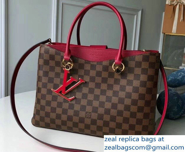 Louis Vuitton Damier Ebene Canvas LV Riverside Tote Bag N40052 Lie de Vin 2018 - Click Image to Close