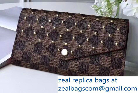 Louis Vuitton Damier Ebene Canvas Sarah Wallet N60123 Studs 2018 - Click Image to Close