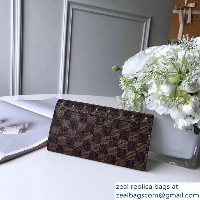 Louis Vuitton Damier Ebene Canvas Sarah Wallet N60123 Studs 2018 - Click Image to Close